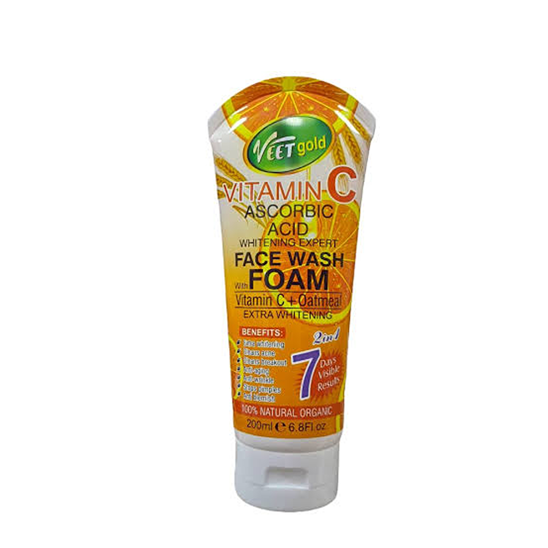 Veet Gold Vitamin C Ascorbic Acid Face Wash Foam with Oatmeal (200ml)